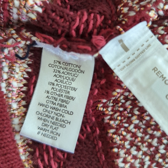 Loft Maroon/Red White & Black Full Zip Cardigan Sweater Size XL - Picture 9 of 10